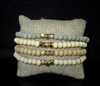 JB2427GY  GRAY MULTI WOOD BEADED GOLD WATCH BAND