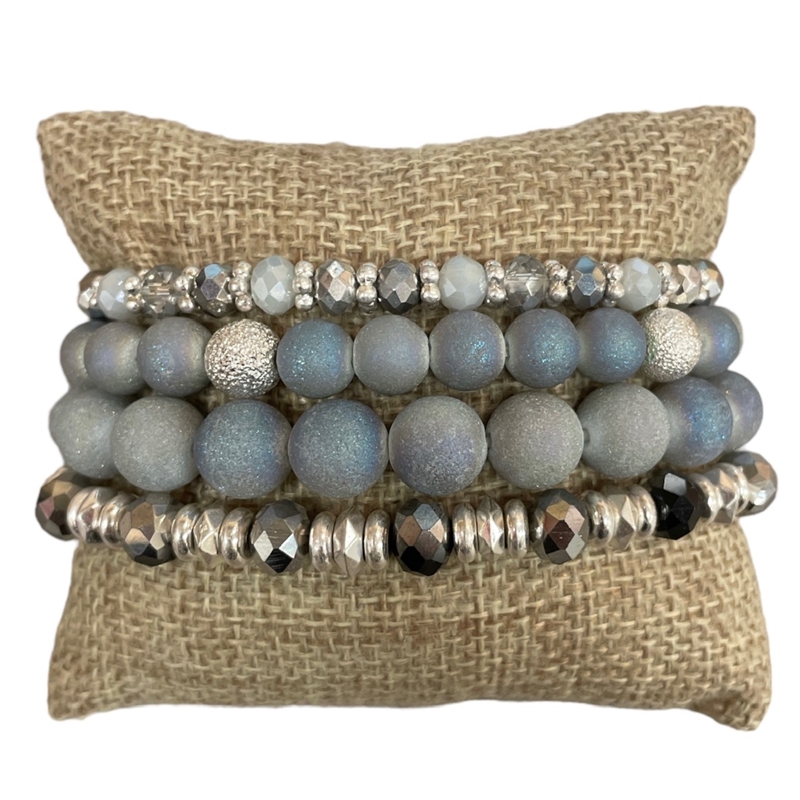JB2458 MULTI LAYERED 4PCS SET  CRYSTAL BRACELET