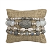 JB2476G  GRAY NATURAL STONE & CRYSTAL 4PCS SET BRACELET