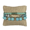 JB2478T TURQUOISE NATURAL STONE & CRYSTAL 3PC SET BRACELET