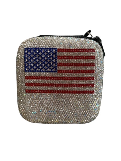 JB400F SMALL FLAG SILVER RHINESTONE  BOX CASE