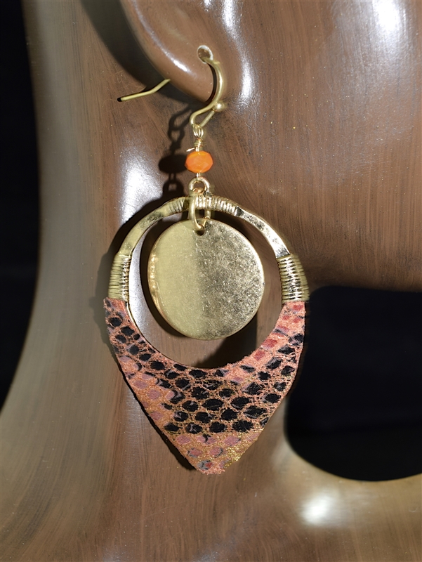 JCE1515 SNAKE SKIN HAMMERED EARRINGS