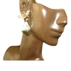 JCE4352 RHINESTONE GOLD BEE PEARL DROP POST EARRINGS