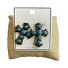 JE-1145 TURQUOISE BEADED CROSS STUD EARRINGS