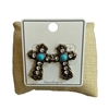 JE-1146 RHINESTONE TQS CENTER SWIRLS CROSS STUD EARRINGS