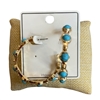 JE-1156 TURQUOISE BEADED MEDIUM OPEN HOOP EARRINGS