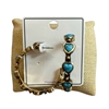 JE-1157 HEART TURQUOISE BEADED MEDIUM OPEN HOOP EARRINGS