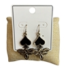 JE-1181 SWIRL BLACK SPADES DANGLE EARRINGS