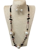 JI42  BIG PEARL & CRYSTAL BEADED NECKLACE SET