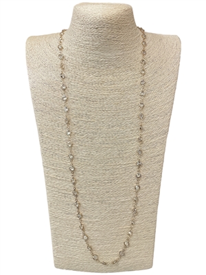 JN0608  36'' CRYSTAL GLASS BEADED LONG NECKLACE