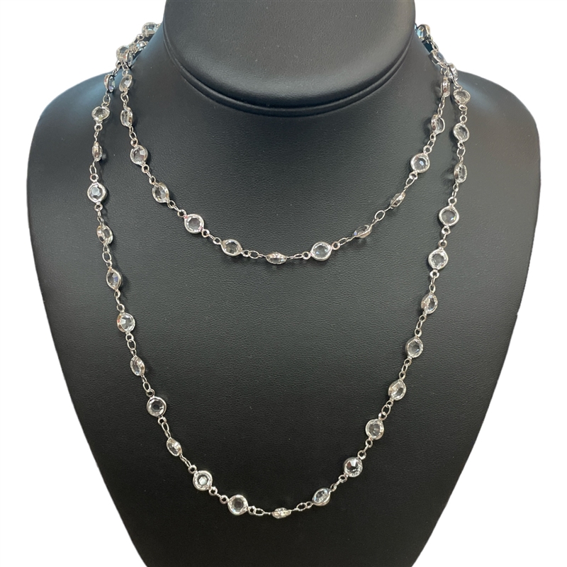 JN0608  36'' CRYSTAL GLASS BEADED LONG NECKLACE