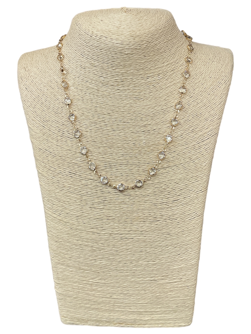 JN0611 18'' CRYSTAL GLASS BEADED SHORT NECKLACE