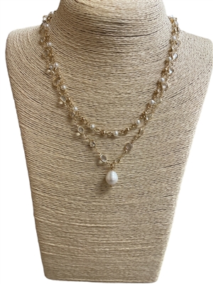JN0615 PEARL AND CRYSTAL NECKLACE