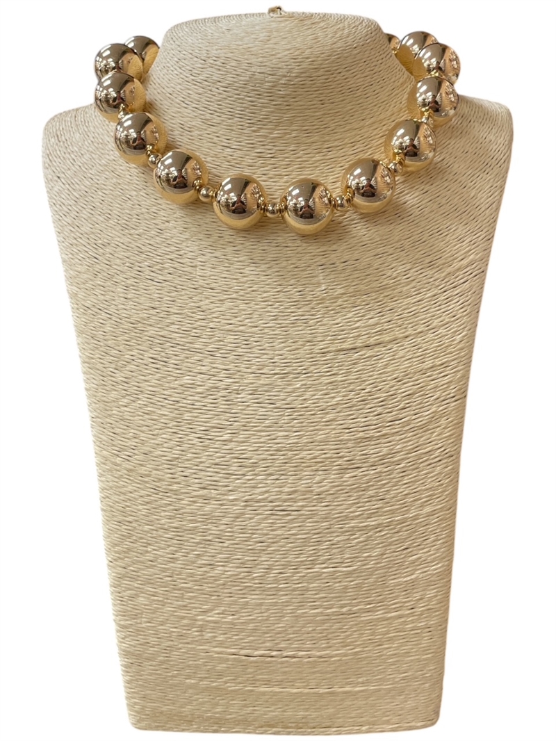 JN0633 BEADED BALL CHUNKY NECKLACE