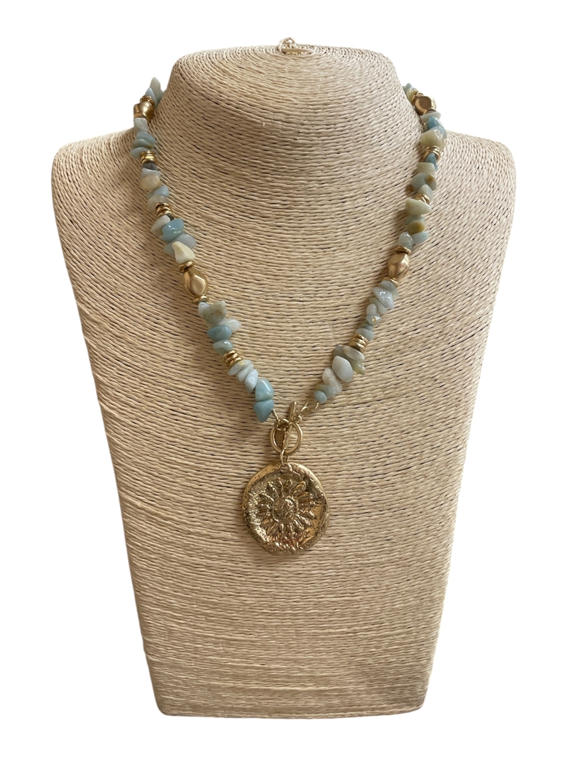 JN0643 SUNFLOWER ACRYLIC SHELL NECKLACE