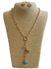 JNE-1064 SMALL TURQUOISE DROP PENDANT LONG NECKLACE SET