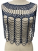 JP006 NAVY BLUE BEADED KNITTED PONCHO