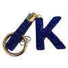 K00R ''K''  RHINESTONE ROYAL BLUE INITIAL KEYCHAIN