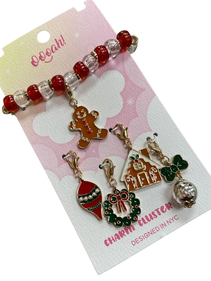 K8CB20G  GINGERBREAD  CHRISTMAS CHARM BRACELET