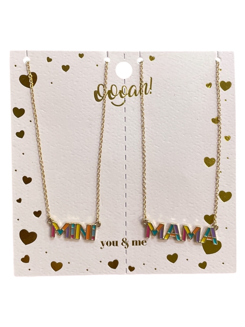 K8NS2020 GOLD MULTI MAMA & MINI DEINTY NECKLACE SET