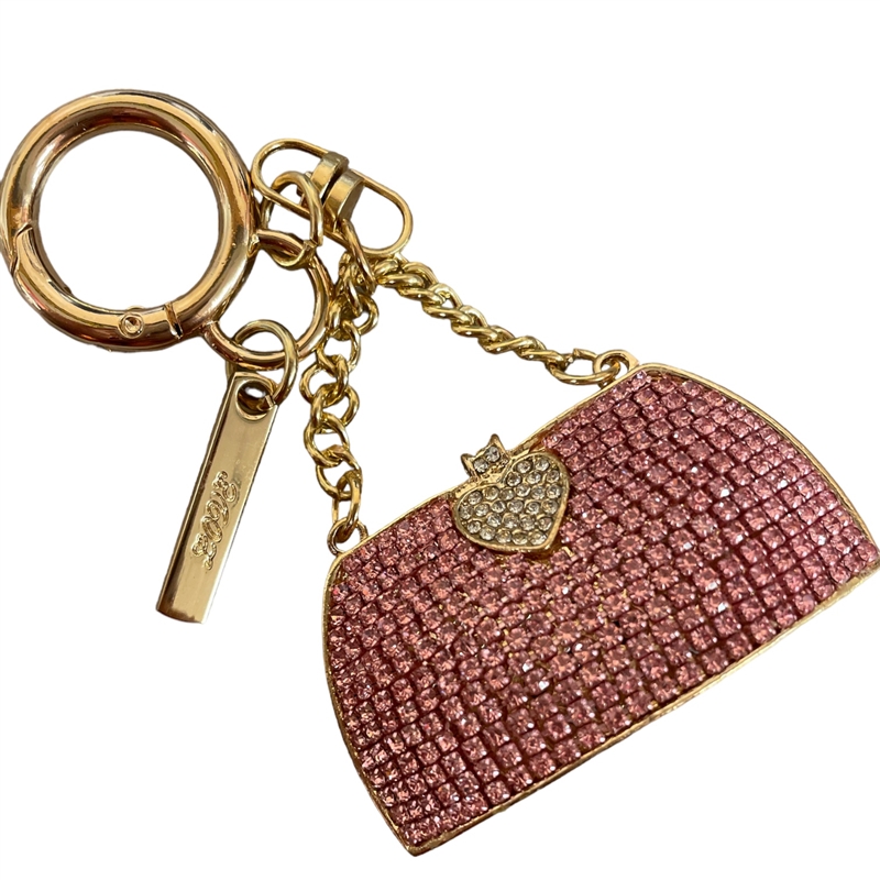 KC5001BP PINK  SMALL BAG RHINESTONE KEYCHAIN