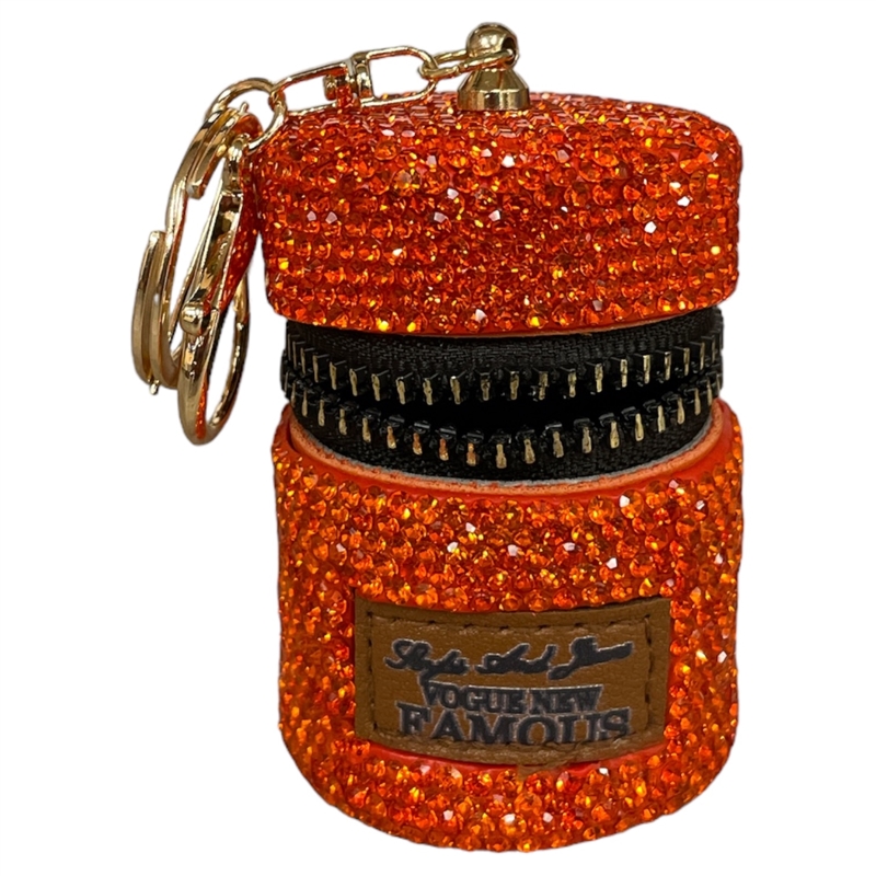 KC5001OR  ORANGE MINI HANDBAG RHINESTONE KEYCHAIN