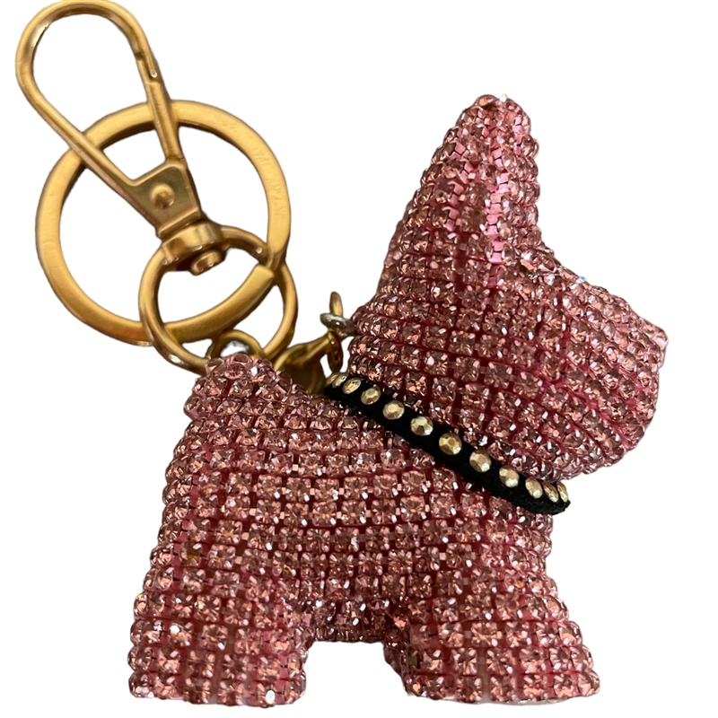 KC5002DP PINK  DOG PAVE RHINESTONE KEYCHAIN