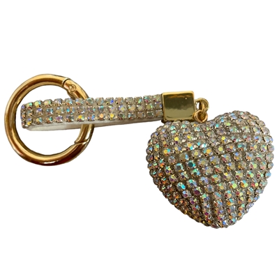 KC5002HA  A-B  SILVER HEART PAVE RHINESTONE KEYCHAIN