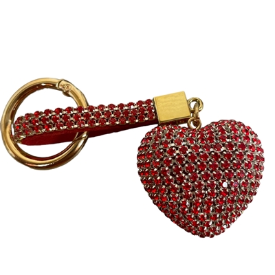 KC5002HR  RED HEART RHINESTONE PAVE KEYCHAIN