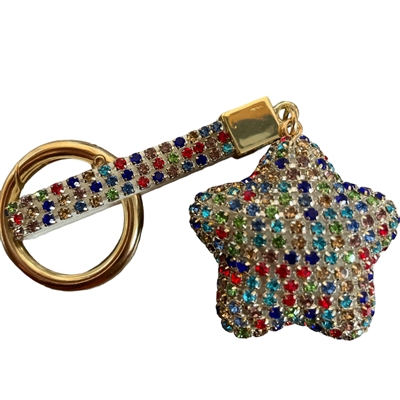 KC5002ML  MULTI  RHINESTONE PAVE STAR KEYCHAIN