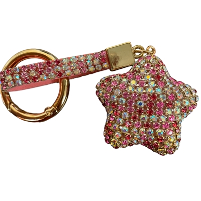 KC5002PM  PINK MULTI RHINESTONE PAVE STAR KEYCHAIN