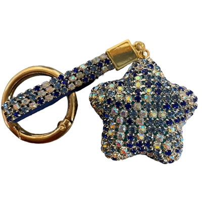 KC5002RB  ROYAL BLUE RHINESTONE PAVE STAR KEYCHAIN