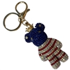 KC5004SRB AMERICAN FLAG TEDDY BEAR RHINESTONE PAVE KEYCHAIN