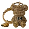 KC5005 BOW TIE TEDDY BEAR BROWN RHINESTONE PAVE KEYCHAIN