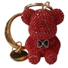 KC5005 BOW TIE TEDDY BEAR RED RHINESTONE PAVE KEYCHAIN