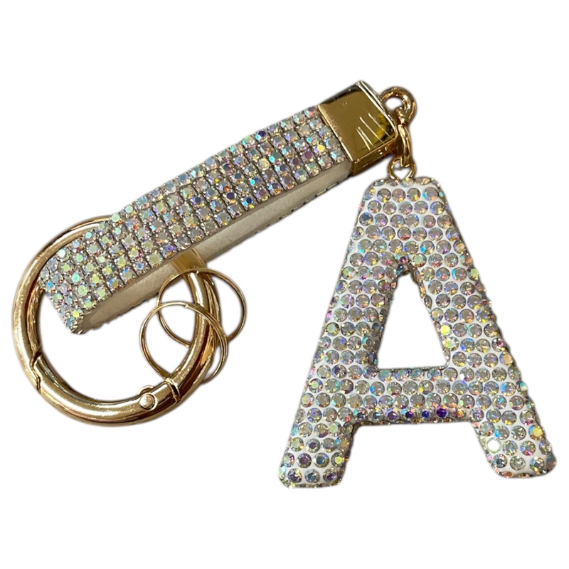 KC5006 "A" PAVE RHINESTONE KEYCHAIN