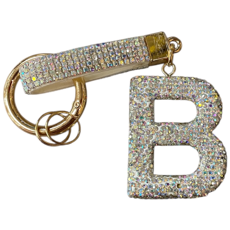 KC5006 "B" PAVE RHINESTONE KEYCHAIN