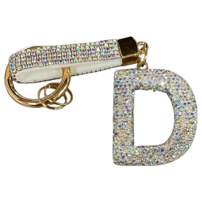 KC5006 "D" PAVE RHINESTONE KEYCHAIN
