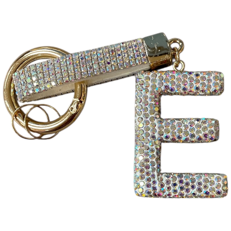 KC5006 "E" PAVE RHINESTONE KEYCHAIN