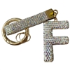 KC5006 "F" PAVE RHINESTONE KEYCHAIN
