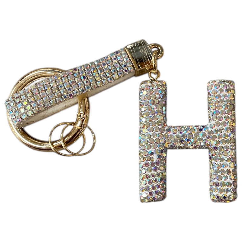 KC5006 "H" PAVE RHINESTONE KEYCHAIN