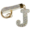 KC5006 "J" PAVE RHINESTONE KEYCHAIN
