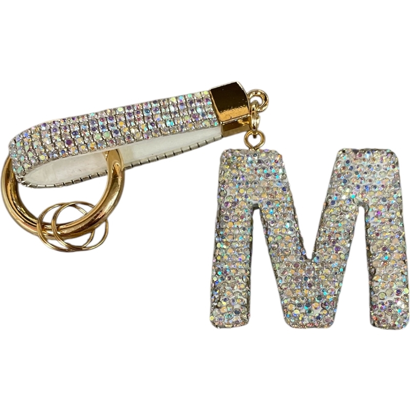 KC5006 "M" PAVE RHINESTONE KEYCHAIN