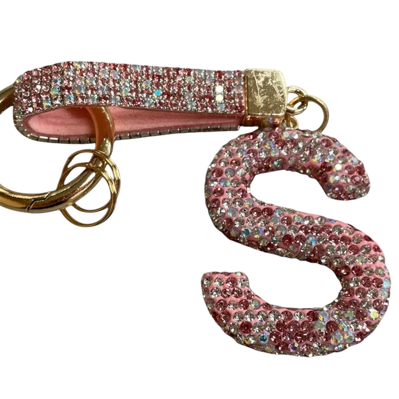 KC5006 "S" PAVE RHINESTONE KEYCHAIN