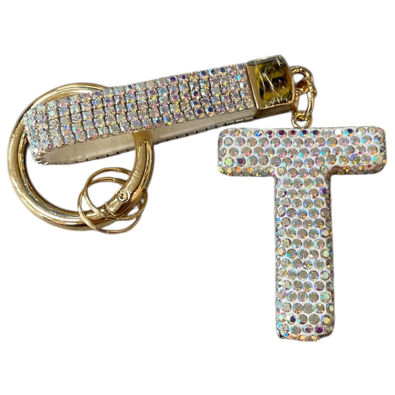 KC5006 "T" PAVE RHINESTONE KEYCHAIN