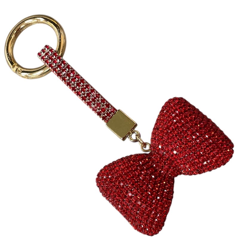 KC5010 CHUNKY RED BOW RHINESTONE PAVE KEYCHAIN