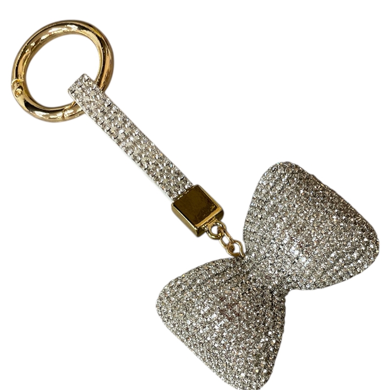 KC5011A CHUNKY AB BOW RHINESTONE PAVE KEYCHAIN