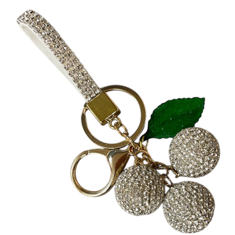 KC5012A CHERRY TRIO AB RHINESTONE PAVE KEYCHAIN
