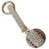 KC5014 BASEBALL WHITE RHINESTONE PAVE KEYCHAIN