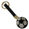 KC5016 SOCCER BALL BLACK RHINESTONE PAVE KEYCHAIN
